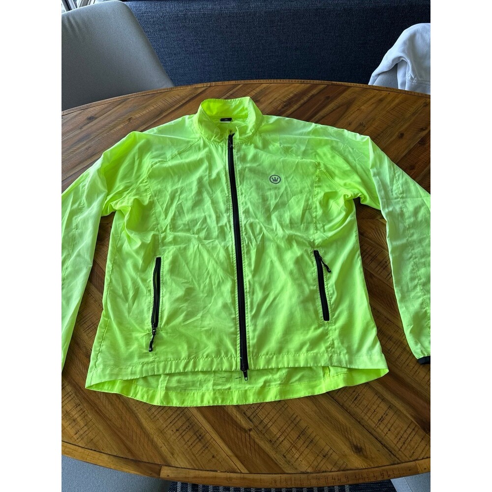 Canari Cycling Windbreaker Jacket Men’s XL Neon Yellow Hi-Vis Full Zip biking